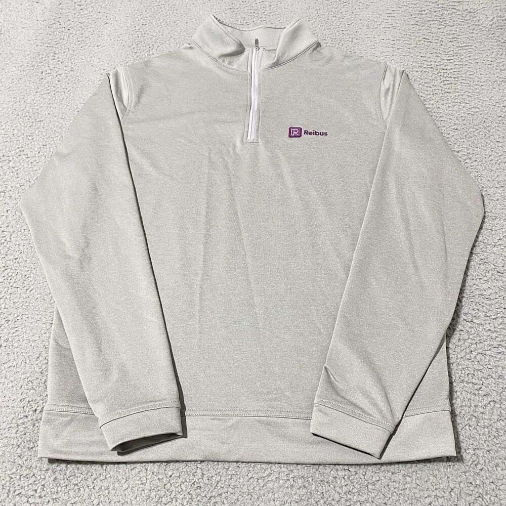 Reibus Pullover Peter Millar Mens Medium Gray 1/4 Zip Logo Golf Employee Office